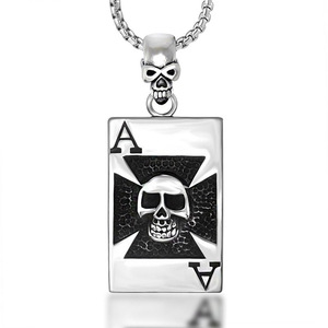 Collar con colgante de calavera Ace Of Spades, colgantes temáticos de acero inoxidable a la moda para hombre, regalo SP479 - Product Image 1