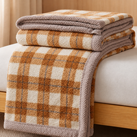 Couverture de lit en polaire sherpa double face à motif écossais texturé pour la maison, l'hôtel, la chambre à coucher – Vente en gros
