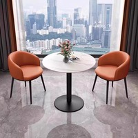 Table moderne en métal pour balcon avec dalles de roche, ensemble de deux chaises, table basse simple pour chambre à coucher, chaise de réunion pour petits espaces