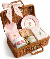 Panier-cadeau en osier rose tulipe Lunaire, coffret cadeau de luxe pour demoiselle d'honneur, panier-cadeau de soins personnels pour femmes, cadeau de mariage, cadeau d'anniversaire