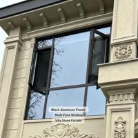 Fenêtre oscillo-battante en aluminium à rupture de pont thermique, triple vitrage à gaz argon, style européen, pour maison passive, économie d'énergie, villa sur mesure