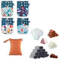 CE Fournisseur Ensemble de 4 Pcs Couches Étanches Pul Suede Couches Lavables Couches Réutilisables pour Bébé