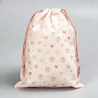 Sac à cordon en tissu non tissé écologique, motif de dessin animé simple, logo imprimé personnalisé, pochette réutilisable pour la promotion, emballage cadeau