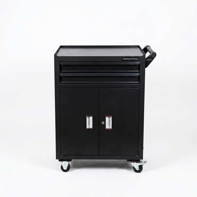 Heavy Duty 2 Drawer Tool Cabinet with Double Doors Dustproof Closed Storage for Garage Workshop