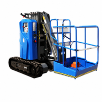 Plateforme élévatrice verticale électrique automotrice sur chenilles AMWP9C-7100 avec flèche, capacité 200 kg, hauteur de travail 9 m, certifiée CE