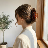 Liwu Nouvelle Pince à Cheveux Rétro en Acétate Motif Feuille Couleur Écaille de Tortue