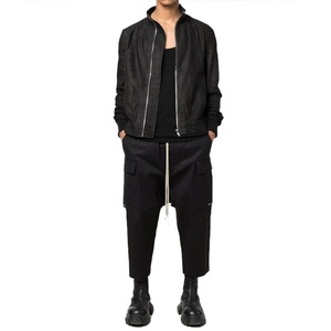 Fashion <b>Men</b> Multiple Cargo Pockets Trousers Drop Crotch Drawstring <b>Cropped</b> Leg Track <b>Pants</b> - Product Image 3