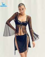 Personnalisé Femmes Dentelle Armature Sin Costura Uniforme Robe Haute Qualité Tulle Tissu Vêtements de Plage Sexy Transparent Robe de Bain