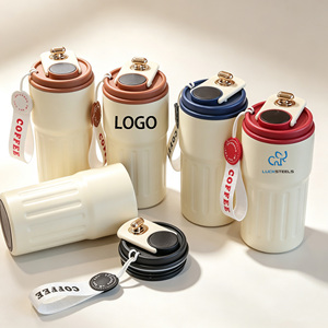 460ml Vertical Strip Smart Temperature Display <b>Coffee</b> Cup 304 Liner 201 Outer Shell Stainless Steel Travel <b>Mug</b> Custom Logo - Product Image 1