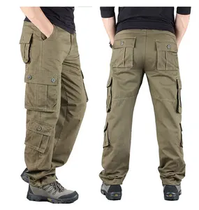 Pantaloni da uomo mimetici in 100% di cotone tattico PantsHiking da caccia Multi tasche pantaloni Cargo