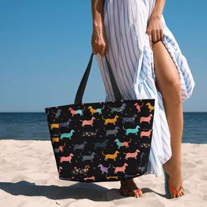 Bolsa de Mano Grande con Estampado de <span class=keywords><strong>Perro</strong></span>, Estilo Hippie, de Poliéster, con Cierre, para Mujer, para Playa, Piscina, Gimnasio y Viajes, Lavable a Máquina - Product Image 4