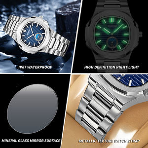 Montre-bracelet de luxe BINBOND 1786, style vintage, pour homme, montre à quartz, étanche, décontractée, 40 mm, aiguilles lumineuses, montre carrée - Product Image 6