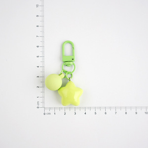 Porte-clés en résine style INS, couleur unie pastel, étoile pentagramme, mini boule ronde, ornement suspendu, pendentif de sac à dos tendance - Product Image 6