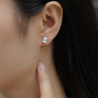 Nouvelles Boucles d'Oreilles Simples et Élégantes en Argent 925 pour Femme, Sensation Haut de Gamme, Diamant de Laboratoire Taille Émeraude, Très Vendues sur TikTok Live