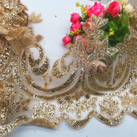 Yk432 Nouvelle conception de dentelle en maille brodée soluble dans l'eau, personnalisable, pour voile islamique et robe de mariée