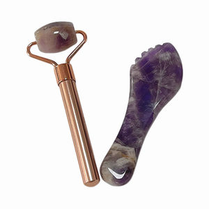 Venta al por mayor rodillo de jade masajeador de ojos palo de belleza facial Tabla de raspado amatista - Product Image 1