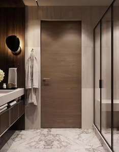 White Color <strong>PVC</strong> Plywood Panel Interior Hidden Doors Invisible Frameless Door - Product Image 3