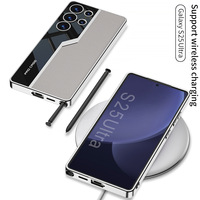 Untuk Samsung Galaxy S25 Ultra/S25 Plus casing mewah lapisan elektro Premium Supercar terinspirasi penutup belakang kulit tahan guncangan tipis