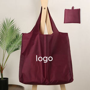 Bolsa de compras plegable, bolsas de asas plegables de poliéster con estampado personalizado, bolsa de asas reutilizable, plegable, ecológica - Product Image 1