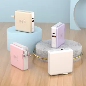 ROHS FCC CE pengisi daya ponsel 3 in 1 produk cetakan pribadi untuk ponsel perjalanan Usb Powerbank nirkabel