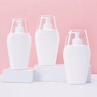 Bouteille en plastique HDPE plate avec pompe personnalisée, 250 ml, pour soins de la peau des enfants, shampoing, transparente/capuchon rouge pour animaux de compagnie (chats/chiens), nouveau design