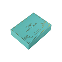 Boîte cadeau rigide personnalisée haut de gamme avec logo estampé à chaud or, pour bombes de bain et savons verts, avec couvercle et base