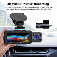 Car DVR Dash Cam 4K 5.8Ghz WiFi 3 Caméras Avant/Cabine/Arrière Caméra GPS intégré Vision de nuit Moniteur de stationnement Car Black Box ZD81