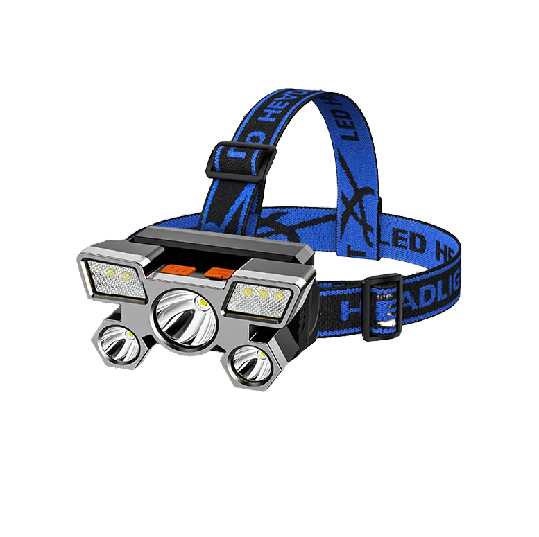 Five-Head USB Rechargeable LED Headlamp ABS Body Built-in Battery Tactical Flashlight Workhead Torch Portable Camping Light