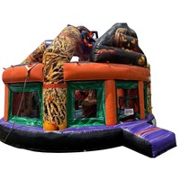Structure gonflable commerciale hybride araignée vampire effrayante pour Halloween, avec toboggan aquatique et parcours d'obstacles