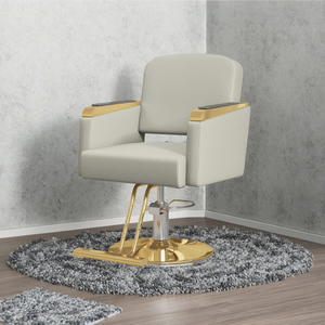 Silla de Estilista Moderna de Altura Ajustable Hidráulica, de Cuero Sintético, para Salón de Belleza y Barbería, con Base de Metal y Asiento Cómodo - Product Image 2