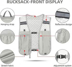 Nuevo Chaleco de Hidratación para Hombre, Ligero, para Correr al Aire Libre, con Espacio para Botella de Agua, para Camping, Gris/Negro, Reflectante, con Bolsillo para Teléfono - Product Image 3
