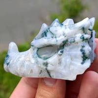 Vente chaude Crânes de dragon en cristal de fluorite naturelle sculptés à la main Pierre de guérison Sculpture pour la décoration