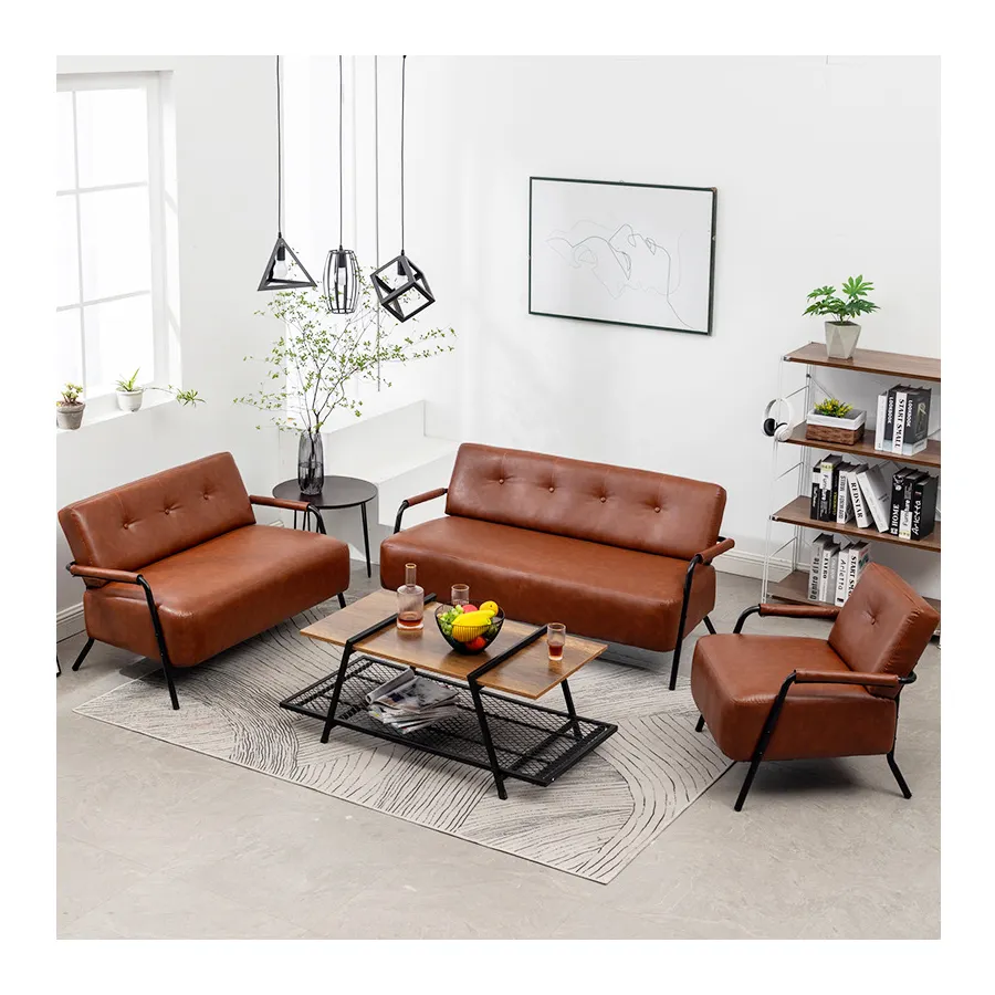 Juego de sofás para sala de estar, sofás modernos y elegantes en forma de L, sofás seccionales de cuero PU de 1, 2 y 3 plazas para el hogar, muebles de lujo