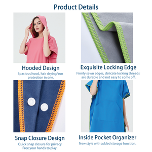 <span class=keywords><strong>Poncho</strong></span> de plage en microfibre sans sable pour enfants, robe de plage à rayures, serviette de bain en gros - Product Image 5