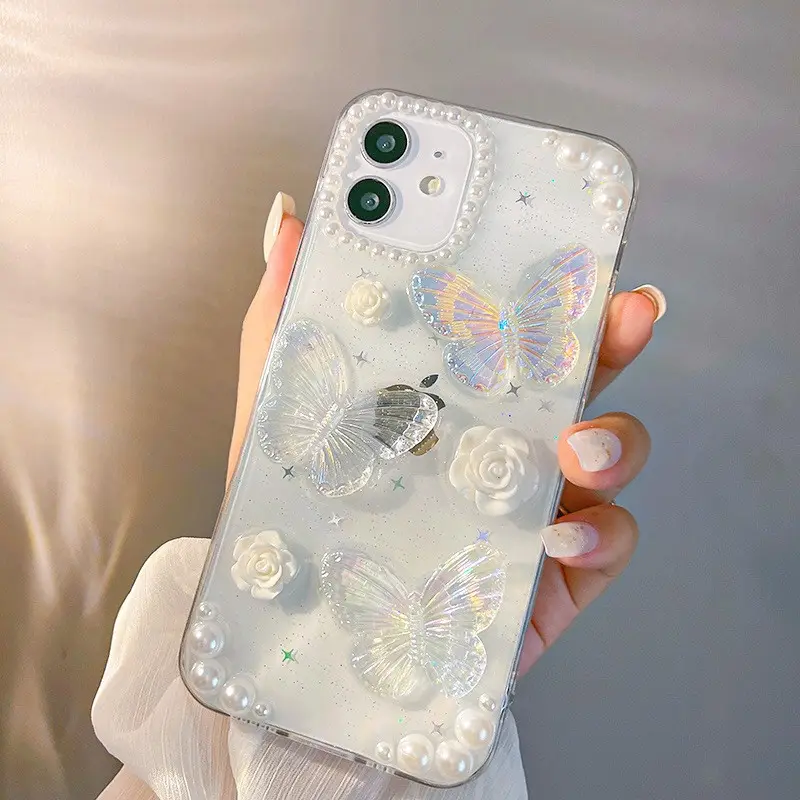 Luxe Transparante Ster Soft Clear Leuke Glitter Vlinder Cover Telefoon Case Voor Iphone 13 11 Pro Max