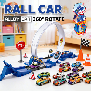 Kits de rails d'assemblage Lucky Toys, catapulte de <span class=keywords><strong>voiture</strong></span> avec petite <span class=keywords><strong>voiture</strong></span> en métal, jouet 360 °   <span class=keywords><strong>Circuit</strong></span> de course éducatif pour enfants avec voitures à boucle - Product Image 2