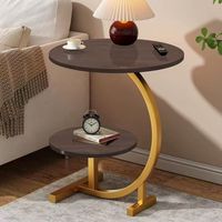 Table console ronde, mini table basse/appoint avec rangement, design moderne minimaliste pour salon et chambre