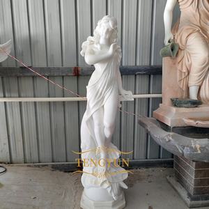 Escultura de figura joven de piedra blanca estatua de diosa de mármol de jardín de dama desnuda sexy - Product Image 3