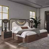 Ensemble de meubles de chambre à coucher turcs modernes en gros, 5 pièces complètes, lit king size, cadre en bois, mobilier de chambre à coucher pour la maison