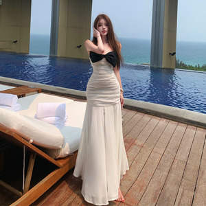 <span class=keywords><strong>Abito</strong></span> a sirena senza spalline da donna con decorazione a fiocco <span class=keywords><strong>grande</strong></span> per feste estive in spiaggia - Product Image 1