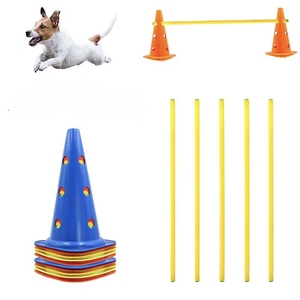ชุดอุปกรณ์ฝึกสุนัขแบบ Agility พร้อมเสากระโดด รั้วกั้น ห่วงผ้าไนลอน อุปกรณ์ฝึกความคล่องตัวสำหรับสุนัขขนาดเล็ก - Product Image 1