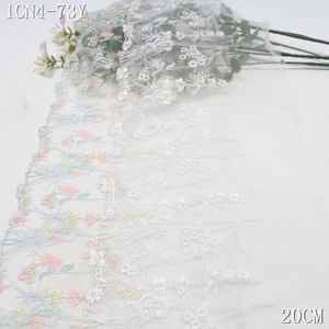 Garniture en <span class=keywords><strong>dentelle</strong></span> brodée en maille blanche avec fleurs colorées largeur 20cm <span class=keywords><strong>dentelle</strong></span> douce non extensible écologique pour vêtements de Lingerie - Product Image 1