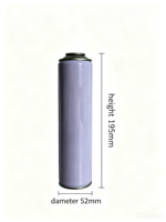 Bombelettes aérosols vides en fer blanc D52 D57 D65 D70 100ml 200ml 300ml 450ml 550ml 900ml 52*195mm pour gaz de briquet