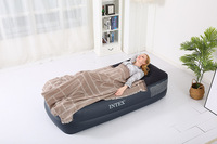 INTEX 64122 ensemble de lits pneumatiques jumeaux populaires lit d'air floqué en velours côtelé repose-oreiller extérieur surélevé matelas pneumatique gonflable