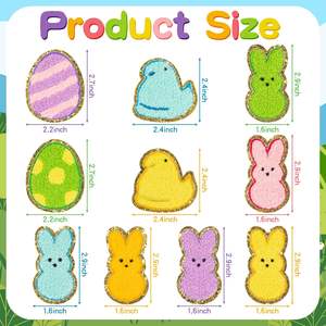Parches Termoadhesivos Personalizados de Pascua: Conejitos, Pollitos y Huevos de Vinilo Duradero, Coloridos, con Brillo y Bordados para DIY - Product Image 2