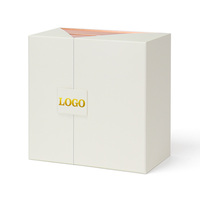 Boîte cadeau personnalisée haut de gamme blanche à double porte, 2 couches, or rose, avec doublure en éponge pour crème visage et crème contour des yeux