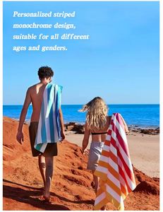 Serviette de plage rayée 100 % microfibre polyester à séchage rapide, vente en gros, dropshipping disponible pour piscine, natation, yoga, thème tropical - Product Image 1