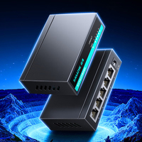 SAMZHE - Divisor de Red Metálico de 10/100/1000 Mbps y 5 Puertos, 10 Gbps, para Ampliar la Red de Monitoreo en Dormitorios de Empresas