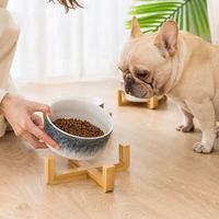 Doubles bols en céramique de luxe coréen, épais et durable, mangeoire alimentaire surélevé, bols pour animaux de compagnie avec support, collection 2021