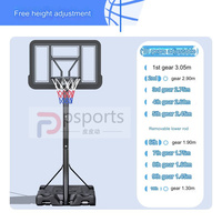 Panier de Basketball Portable pour Adultes avec Panneau Transparent en PVC de 110x75cm et Cadre en PE